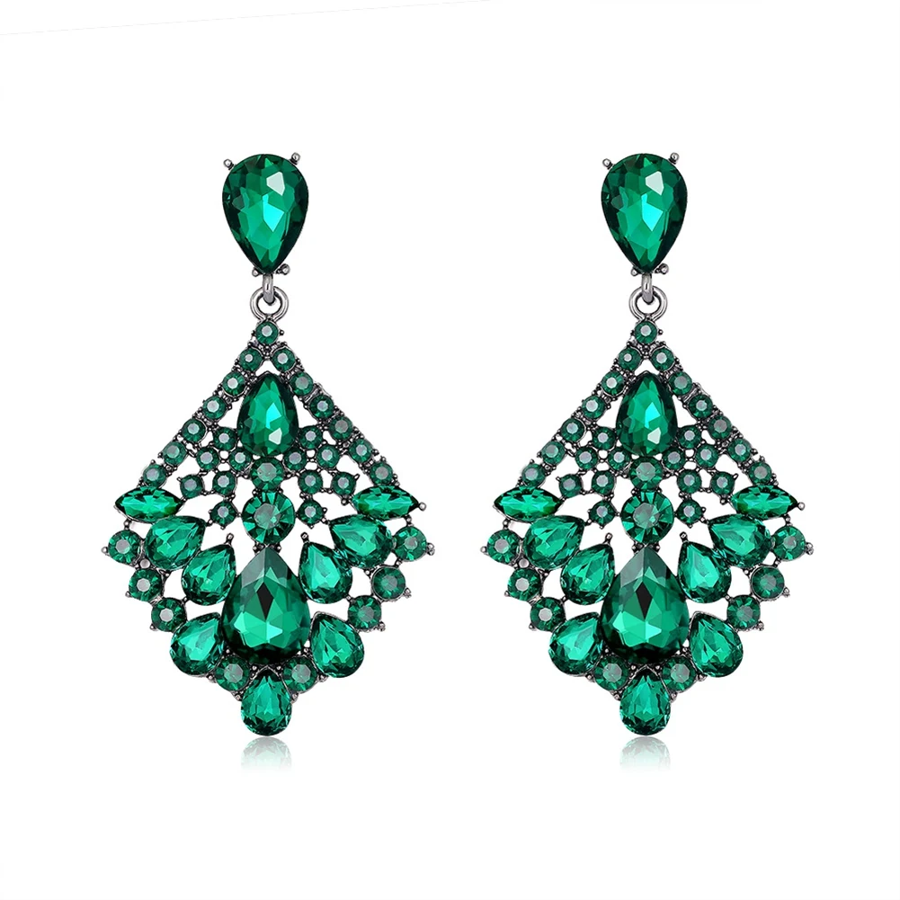 

Винтажные акриловые серьги-подвески с бриллиантами для женщин, ювелирные изделия, зеленые ювелирные изделия из сплава