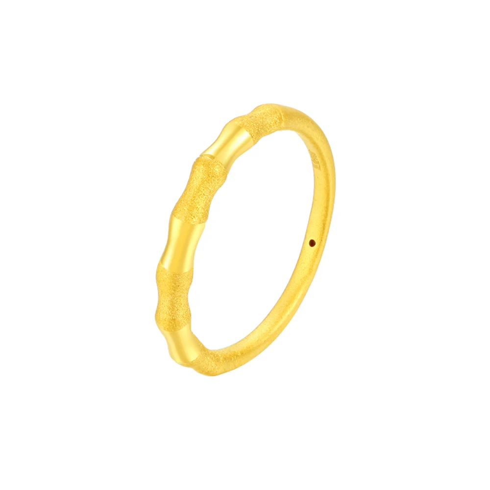 

1PCS New 999 Real 24K Yellow Gold Ring 3D Craft Bamboo Band Ring 0.8-1.2g