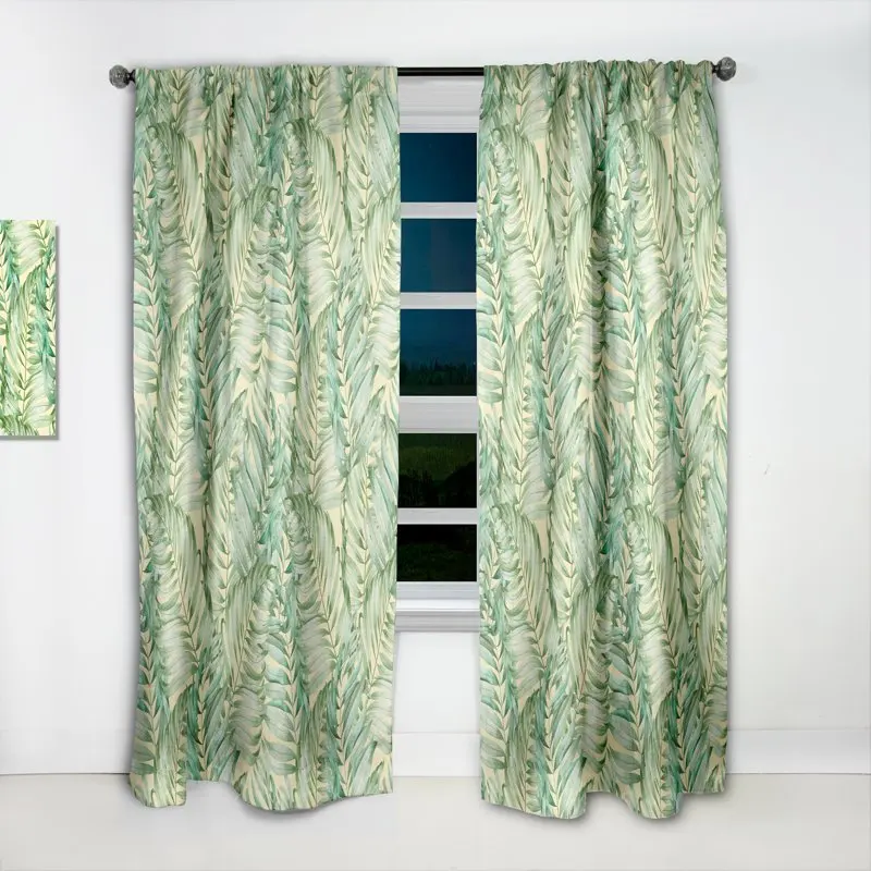 

Add a Vibrant, Enjoyable, Captivating and Terrific Look to Your Home Decor with This Tropical Mid-Century Modern Foliage Curtain