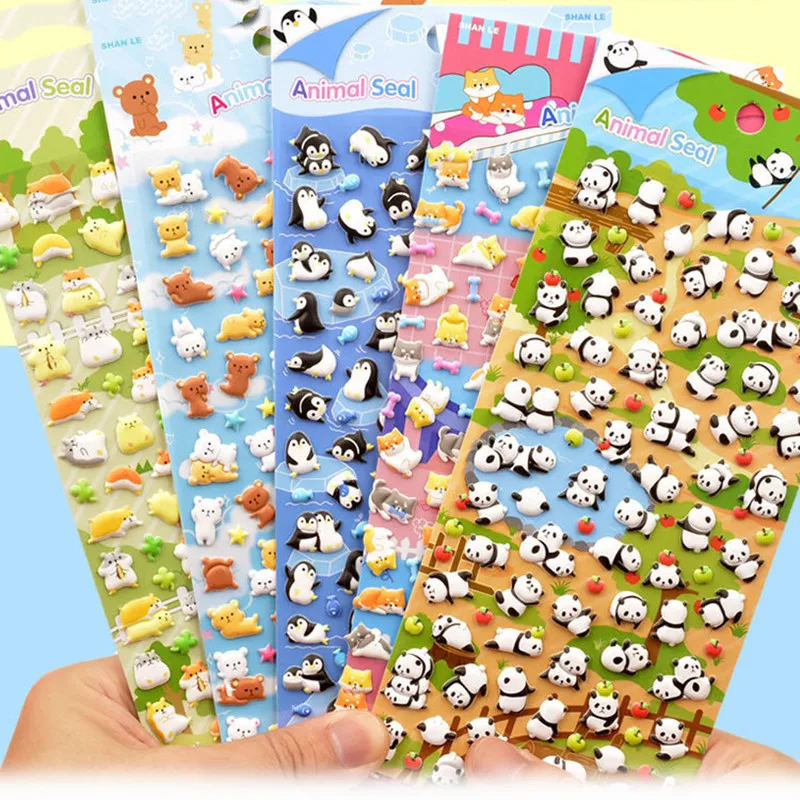 

3D Детские наклейки Пингвин Панда 3D наклейки с пузырьками милые наклейки с животными Декоративные наклейки для мобильных телефонов чашка для воды подарок