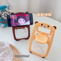 portable mini mobile phone stand desktop chair stand adjustable macaron color bear stander foldable shrink decoration decoratio