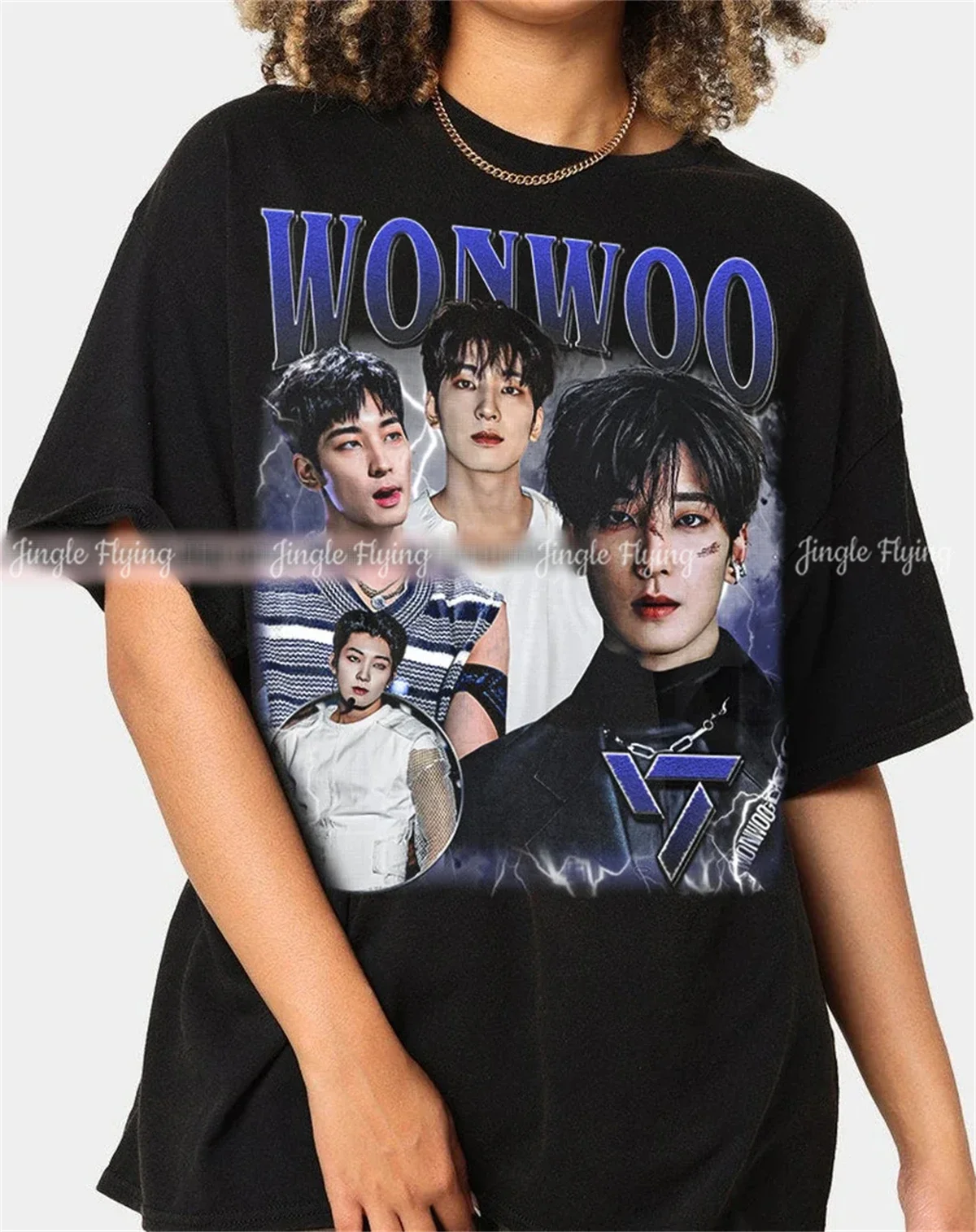 Футболка большого размера из 100% хлопка Wonwoo корейская поп-футболка винтажная