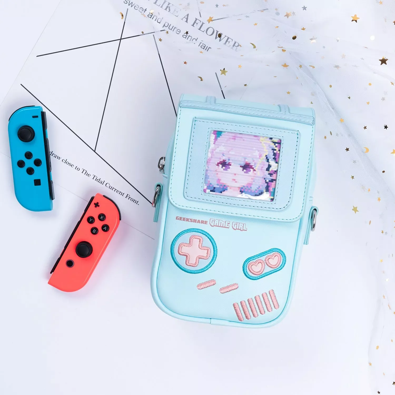 

GeekShare Game Girl Bag For Women Kawaii Light Blue One Shoulder Bags Girl 2022 New Fashion Messenger Bag Super Cute With Strap