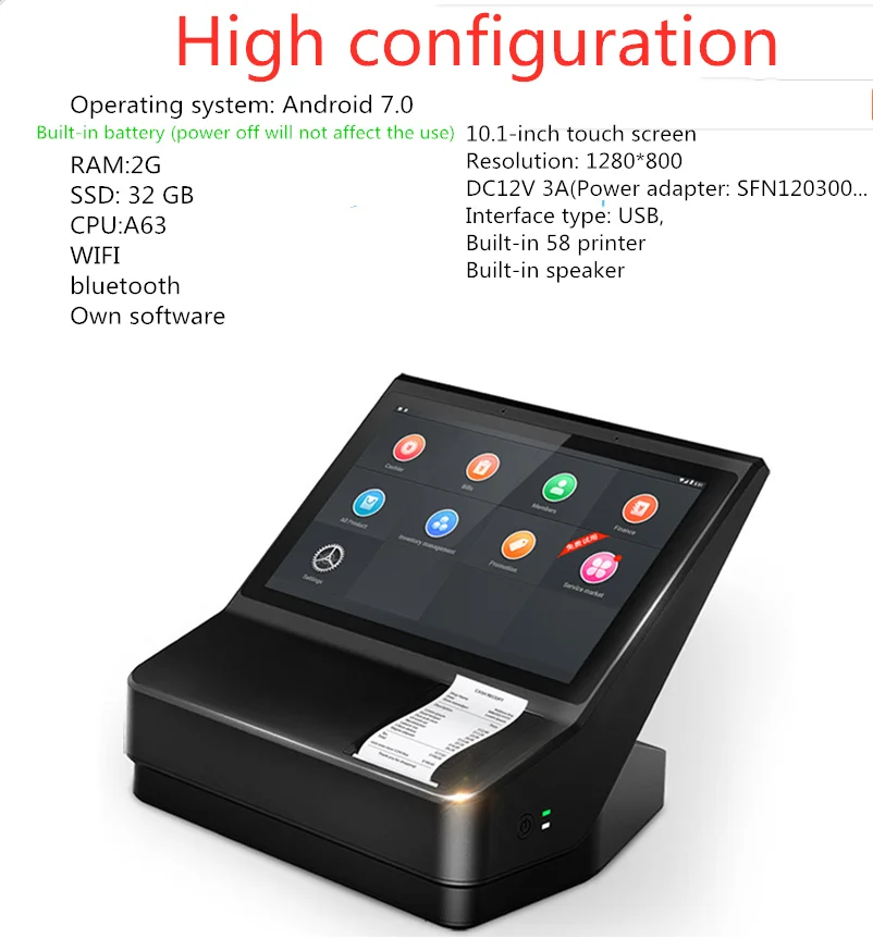 

New style 10.1 inch all in one pos terminal quad core smart android pos system cash register machine touch screen ordering