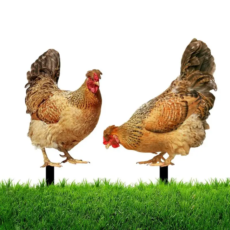 

Chicken Yard Decorations Garden Hen Stakes Realistic Poultry Statues Ground Plug Animal Sculpture Rooster Ornament For Garden