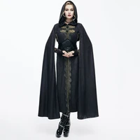 devil fashion noble palace wind retro steampunk cape coats gothic black casual hooded long sleeves embroidery cloak trench