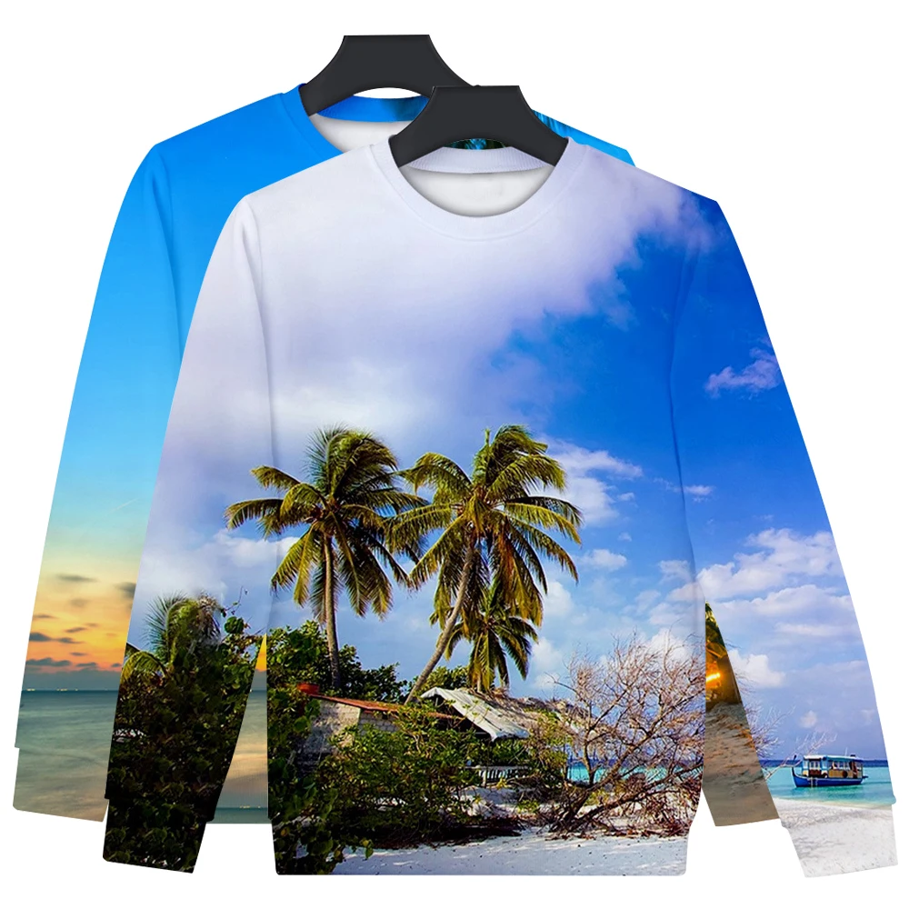 

Свитшот мужской из полиэстера, пуловер, спортивная одежда с длинным рукавом, круглый вырез, Повседневная пляжная одежда на осень