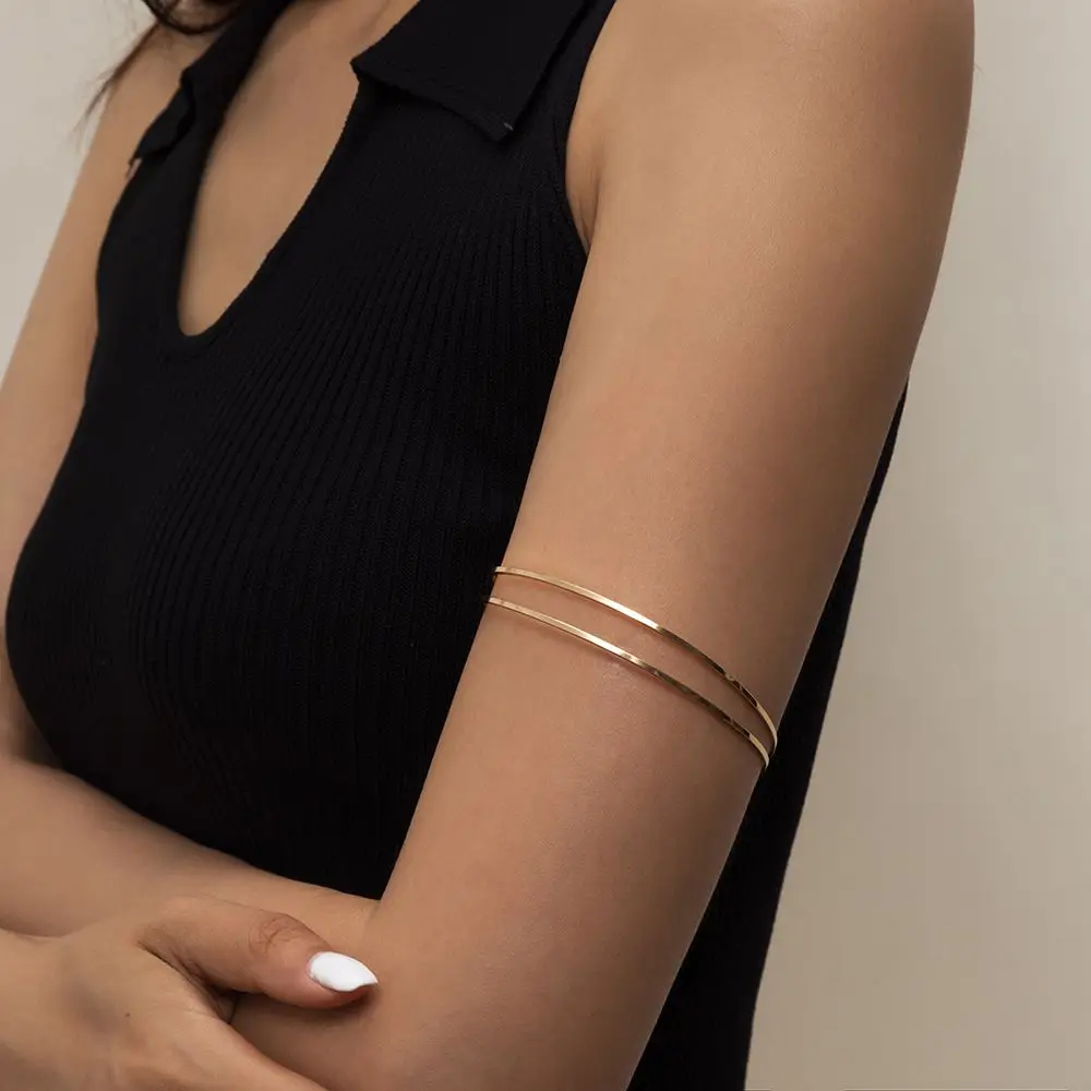 Punk Silver Gold Armlet Adjustable Upper Arm Cuff Minimalist Bangle Armband Bracelet | Bangles