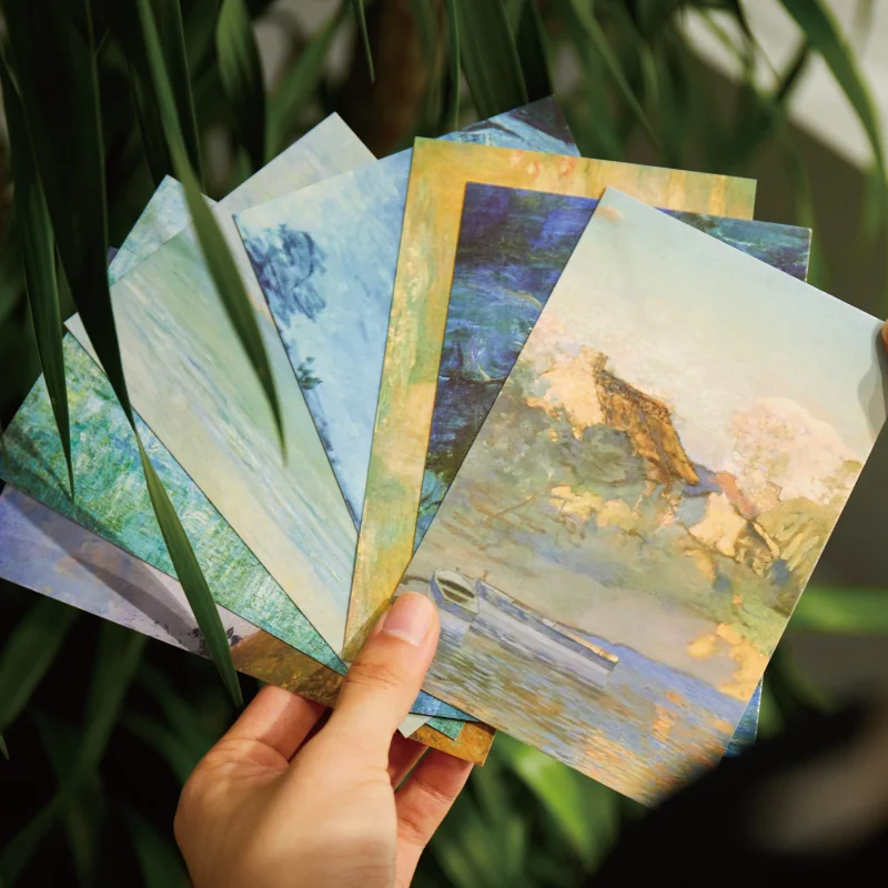 

Retro Style European Classical Oil Painting Boxed Postcard Oil Painting Set Gift Message Card Decorative Background Card