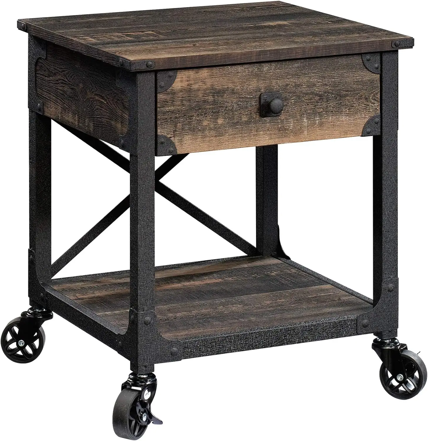 

River Side Table, L 22.44" x W 21.65" x H 23.11", Carbon Oak Finish