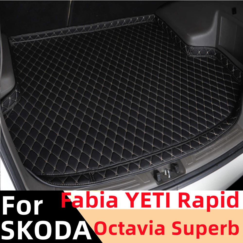 

Коврик для багажника автомобиля SKODA Octavia Superb Fabia YETI Rapid, для любой погоды, Высокие боковые XPE задние накладки для груза, коврик для багажника
