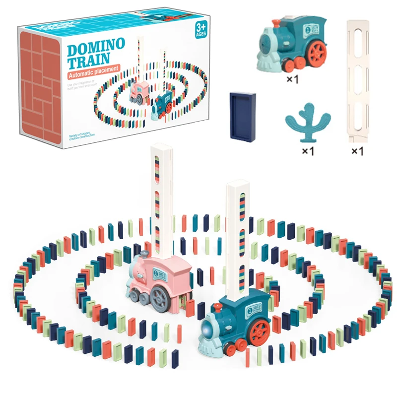 

Electric Domino Building Blocks Train Car Set Sound and Light Automatic Laying DIY Montessori Children's Educational Toy Gift