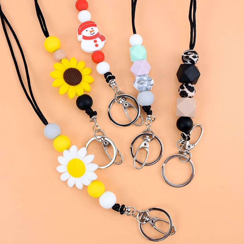 

Silicone Beaded Lanyard Necklace ID Badge Lanyard Breakaway Necklace