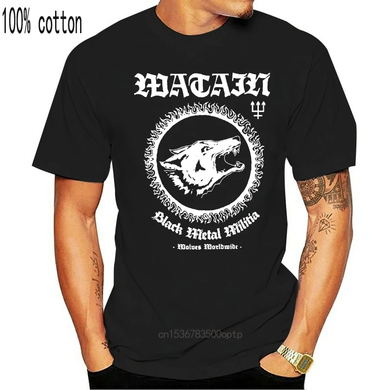 

Watain-camiseta negra de Metal para hombre, camisa negra de miliciano, primavera y verano
