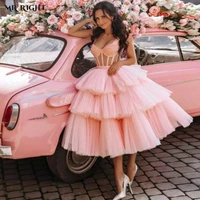 tulle evening dresses crystal empire waist tiered a line prom gowns woman illusion cocktail party robe