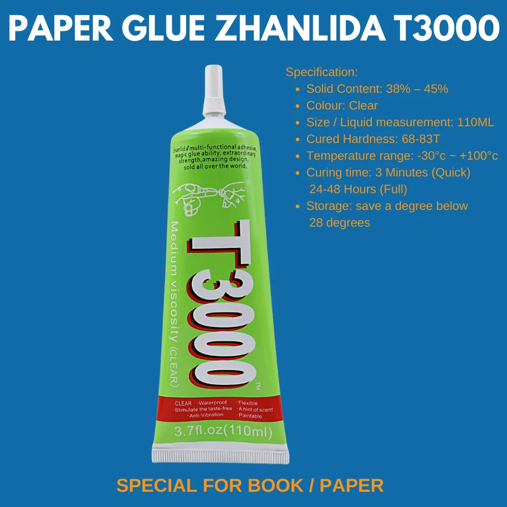 110ML Zhanlida T3000 Glue Clear Contact Universal Repair Adhesive Book Paper Materials Glue