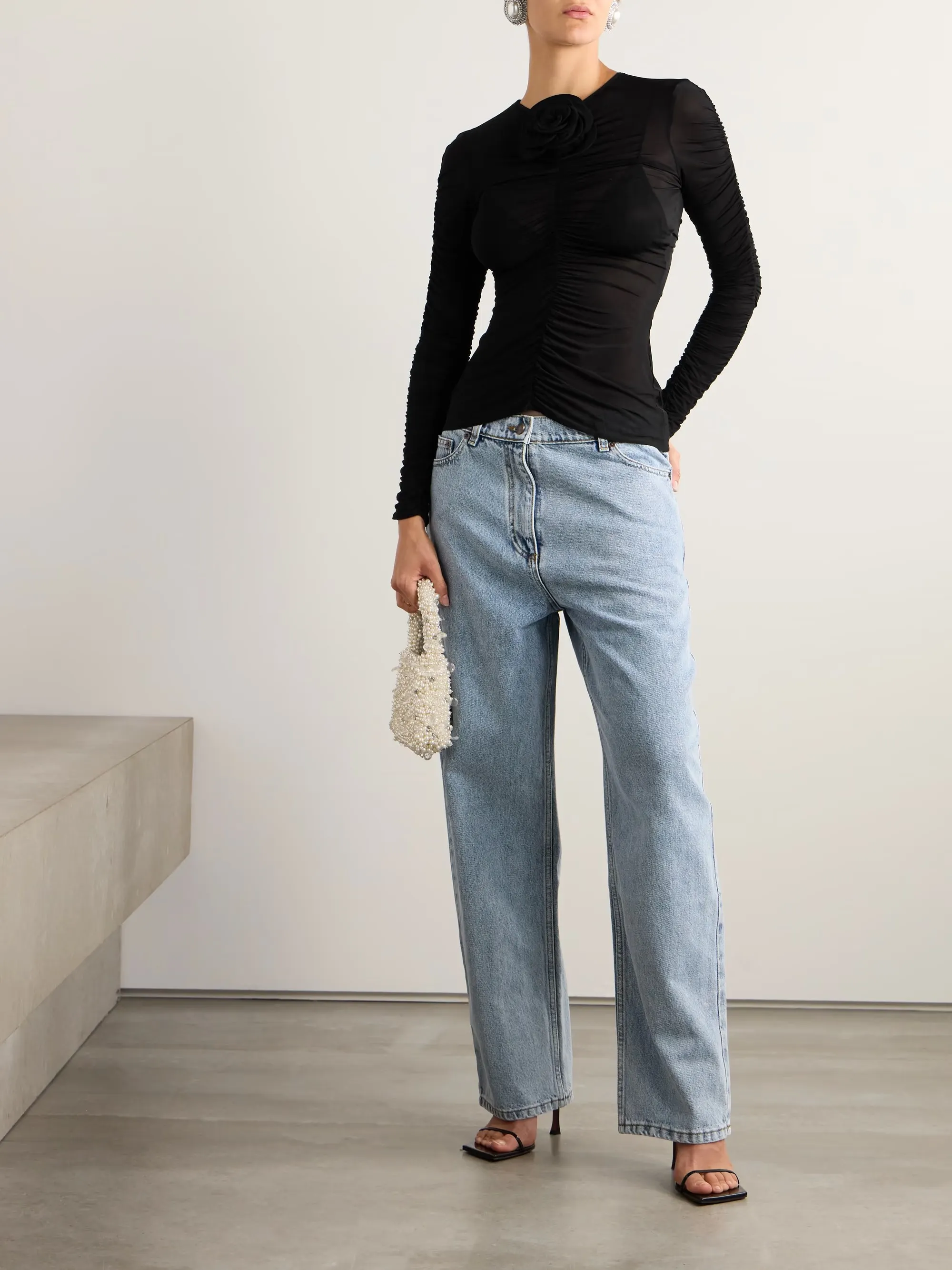 Женский плиссированный топ Y2K с аппликацией в виде трехмерной розы