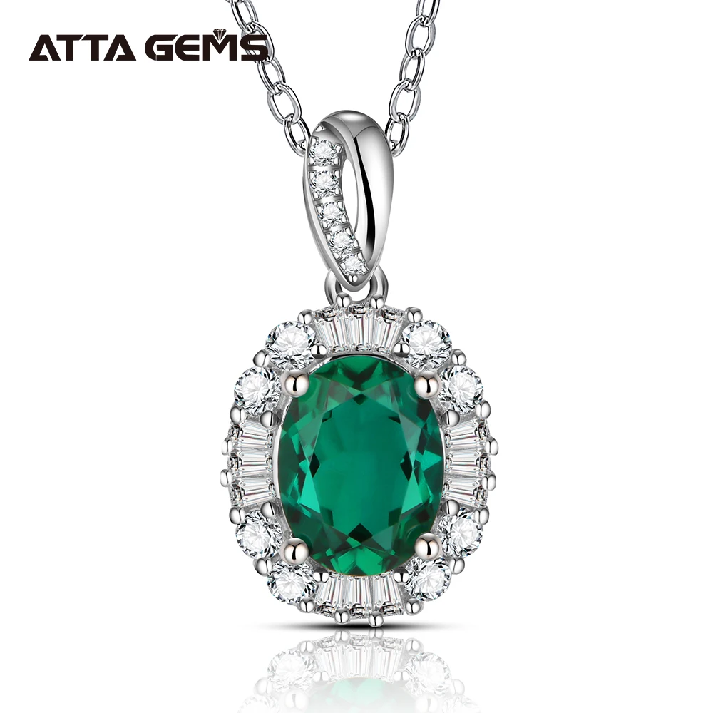 

1.0 Carat Emerald Pendant Necklace for Women 925 Sterling Silver Jewelry Green Gemstone Necklace Anniversary Party Jewelry Gifts