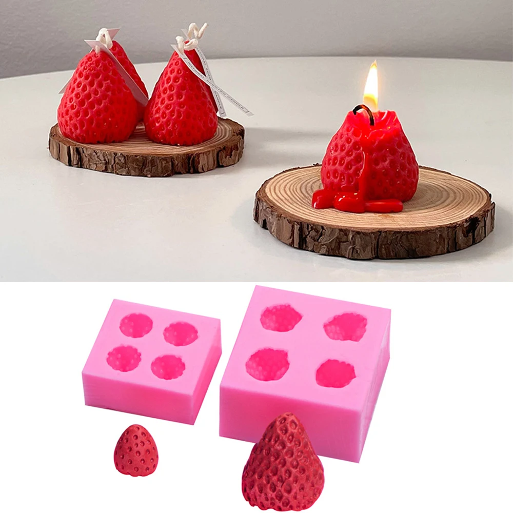 

3D Strawberry Candle Silicone Mold Handmade Aromatherapy Candle Wax Mould Fondant Chocolate Resin Molds Home Handcraft Decor