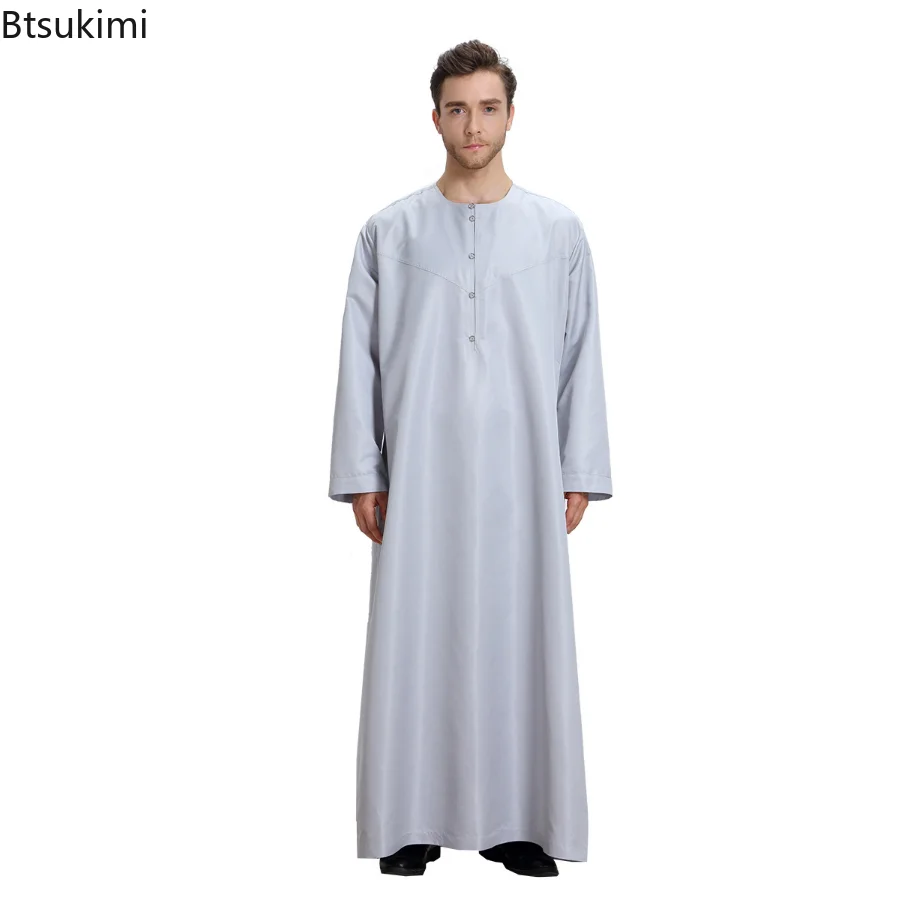 2023 Fashion Muslim Saudi Style Long Sleeve Man Abaya Islam Clothing Robe Garment Kleding Mannen Kaftan Oman Pakistan Clothing