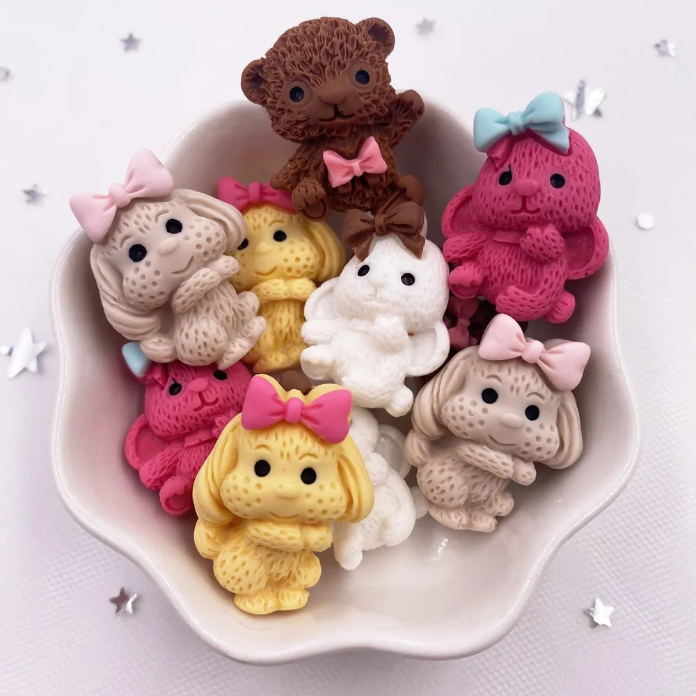 

10PCS Hand Painted Resin Kawaii Colorful Poodle Flatback Stone Figurine Scrapbook DIY Decor Home Accessories Crafts M07A