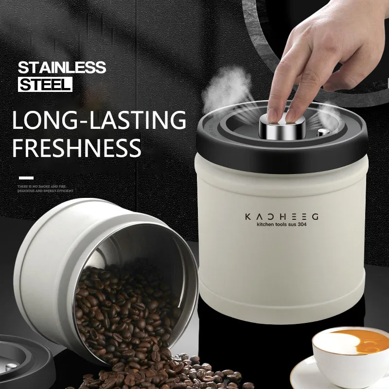 

Контейнер для хранения кофейных зерен, Герметичный вакуумный кухонный органайзер, контейнер для сохранения свежести, резервуар из нержаве...