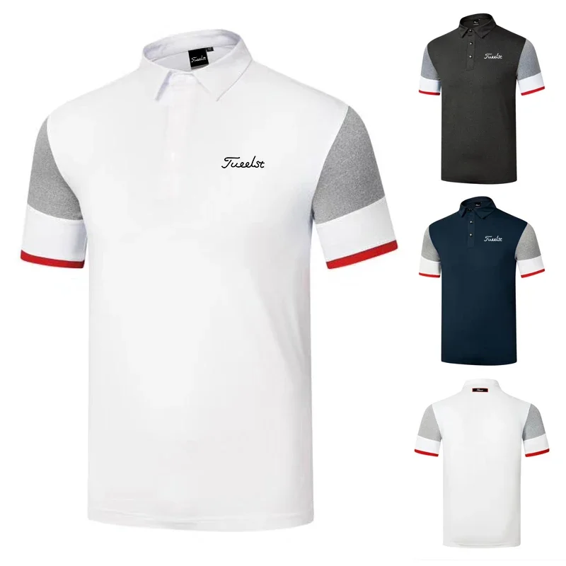 

Polyester Spandex Men's Golf T-shirt Fashion Sports Short Sleeve Shirt Dry Fit Breathable Polo Shirts for Men Golf Wear