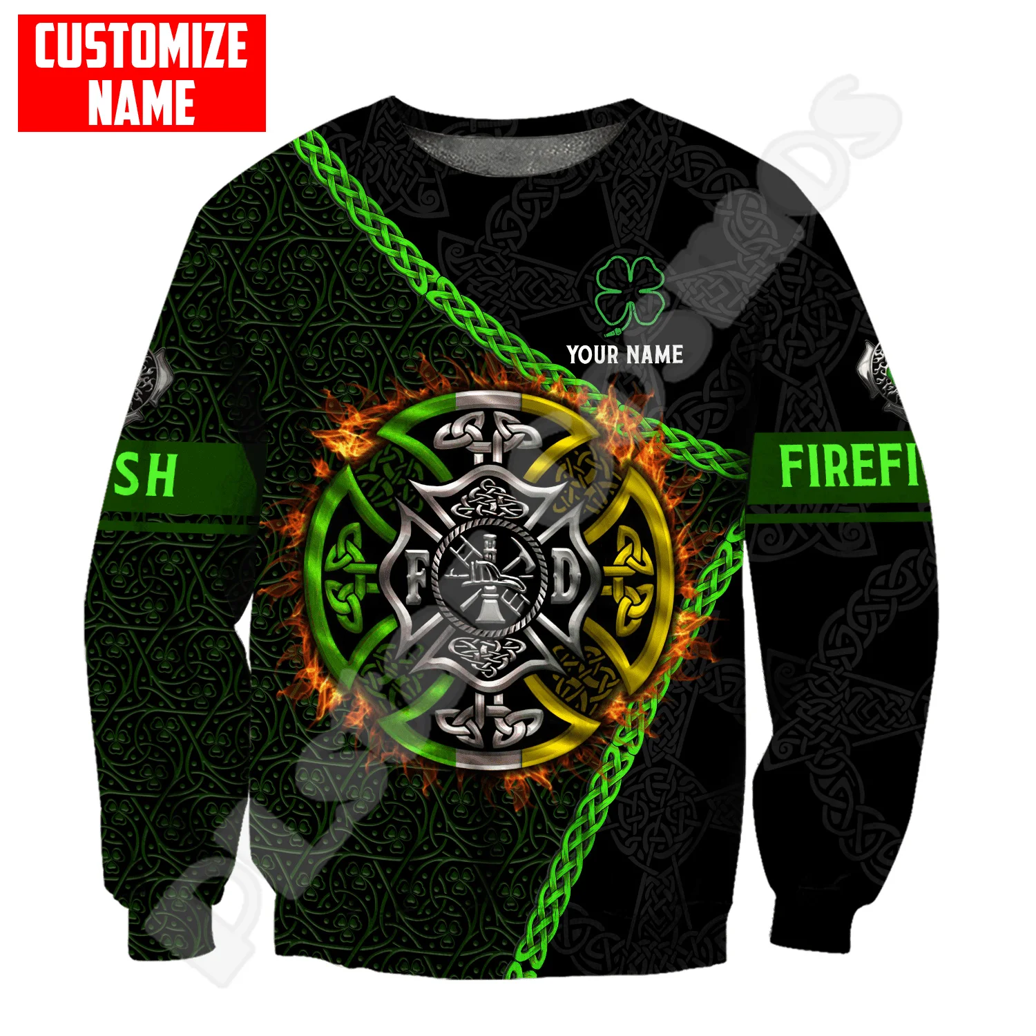 NewFashion флаг страны Ирландия Клевер св. Патрик тату винтажный пуловер с принтом 3D