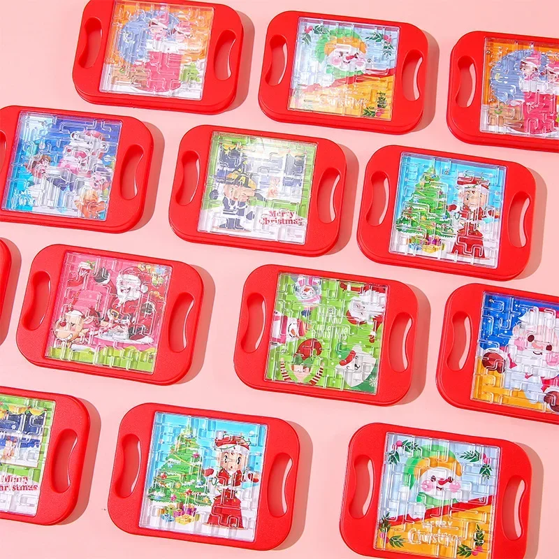 10 шт. мини-красный Санта-Клаус снеговик ручной балансирующий шарик лабиринт