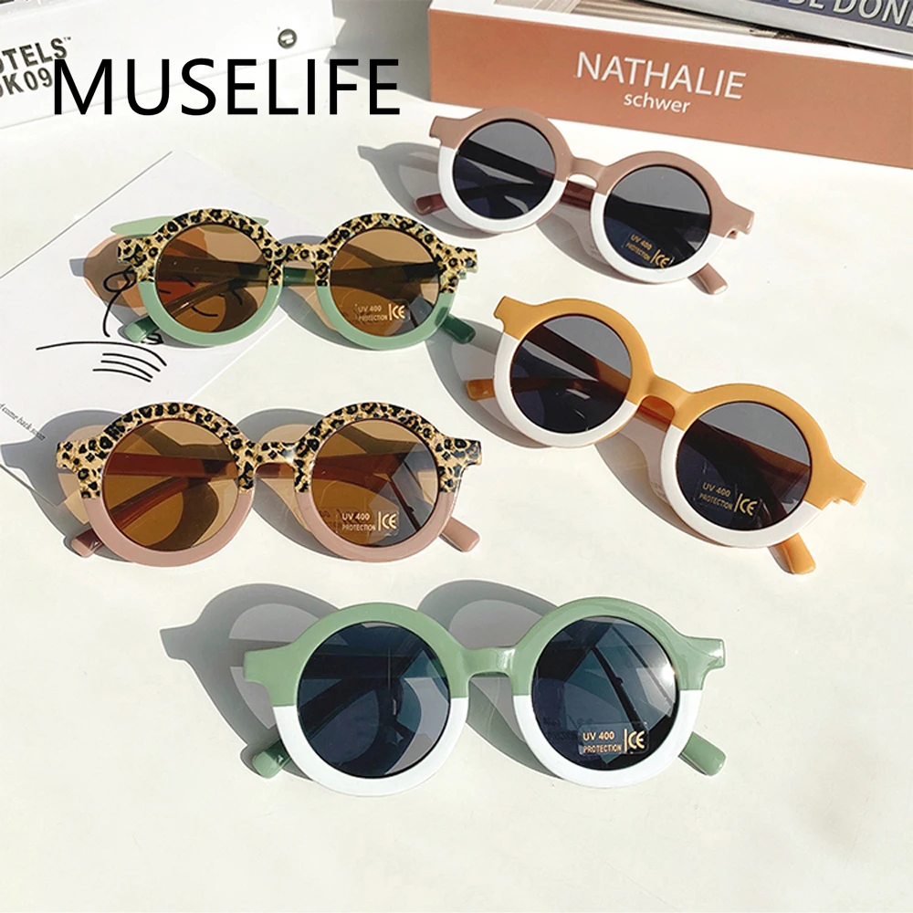 Солнцезащитные очки круглой формы для мальчиков и девочек милые Модные