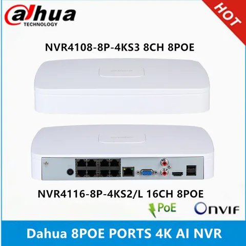 Сетевой мини-видеорегистратор Dahua NVR4108-8P-4KS3 8CH с 8 POE 4K