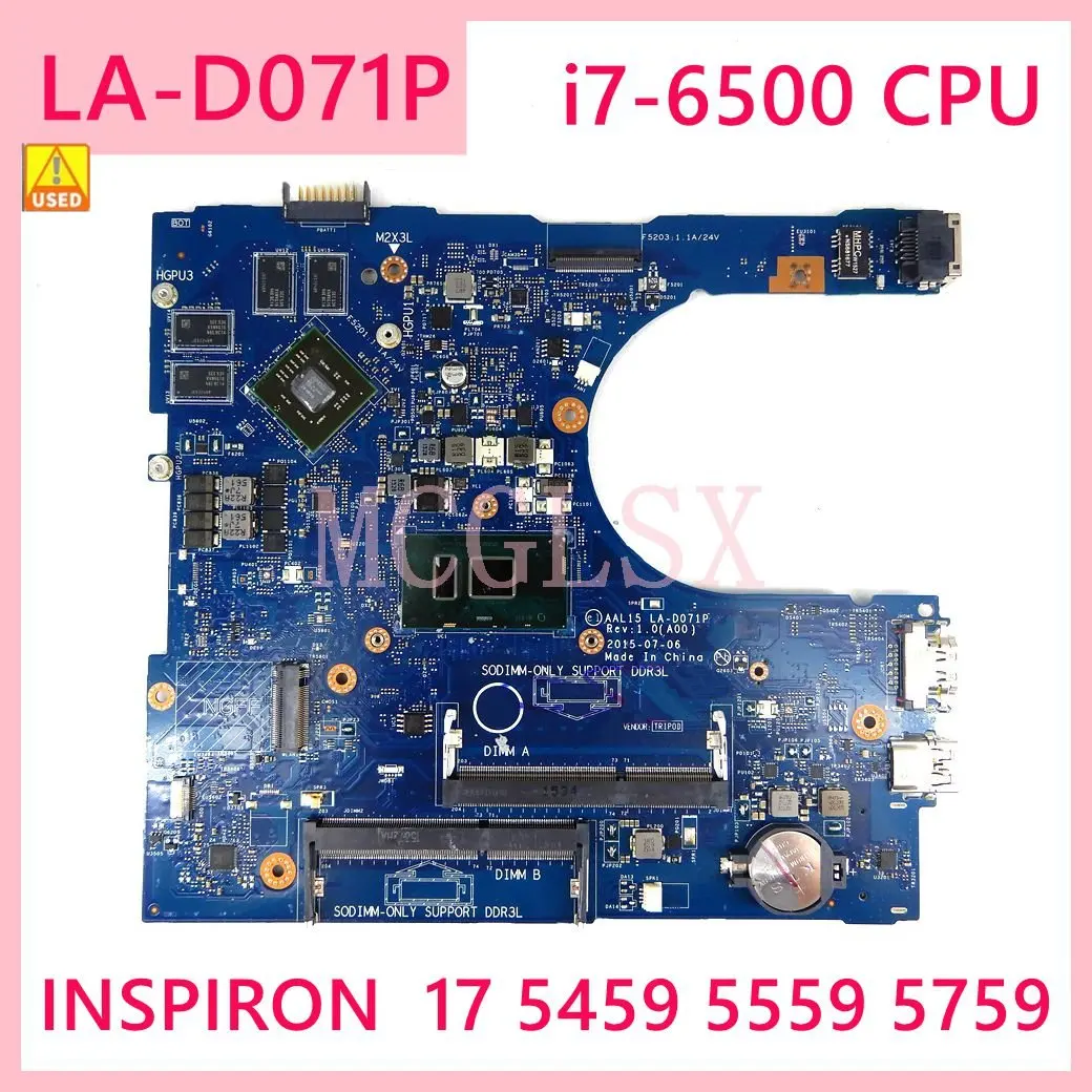 

Семейная материнская плата для DELL Inspiron 5459 5559 5759, семейная материнская плата для ноутбука с R5 M335, графическая карта памяти, бывшая в употребле...