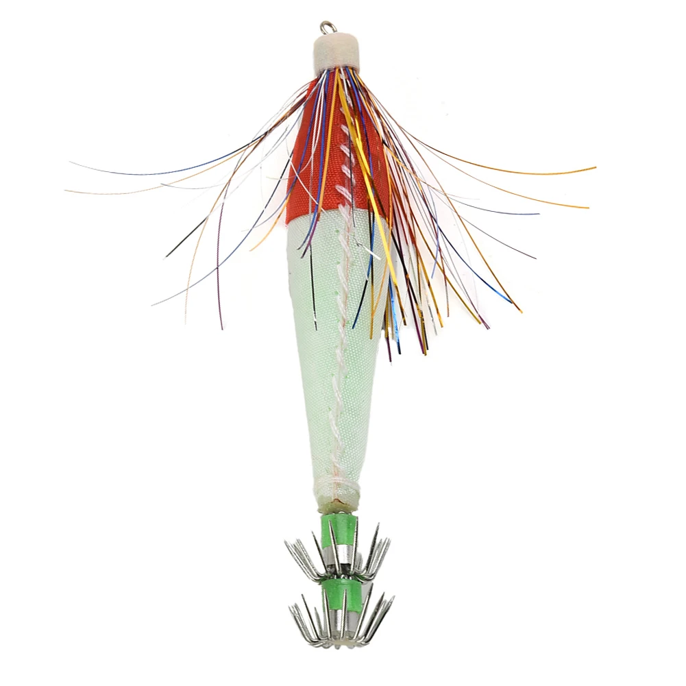 

6g/8cm Luminous Wooden Shrimp Squid Hook Fake Bait Fish Hook Hot Sale Fishing Bait Squid Jig Lure Carry Part Accessories