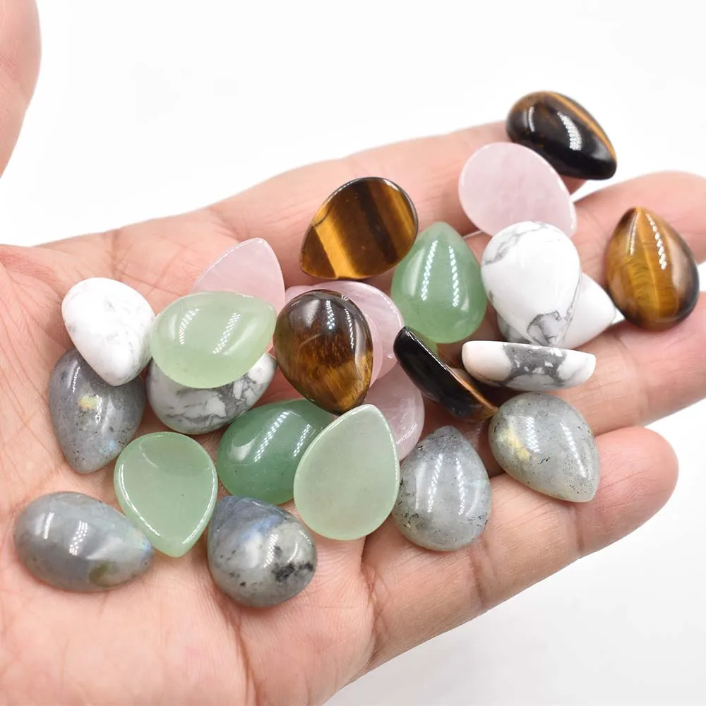 

Free shipping 30pcs/lot Wholesale 15x20mm assorted natural stone water drop CAB CABOCHON beads for jewelry accessories making