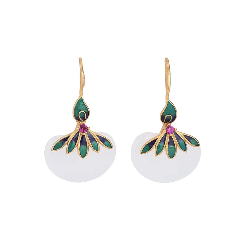 

18K Pure Gold Earrings Luxury Designer Vintage for Women Simple Cheongsam Wedding Fine Jewelry Valentine's Birthday Gift