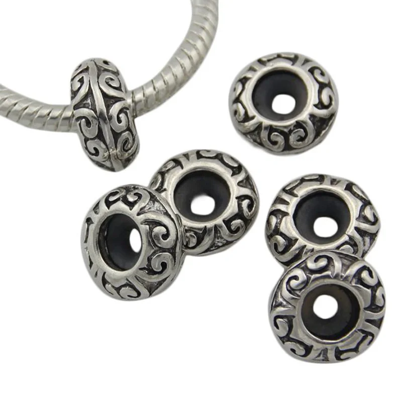 

10 шт./лот винтажные Серебристые резиновые бусины-Амулеты с застежкой в виде лобстера для браслетов-цепочек ювелирных изделий своими руками KK05