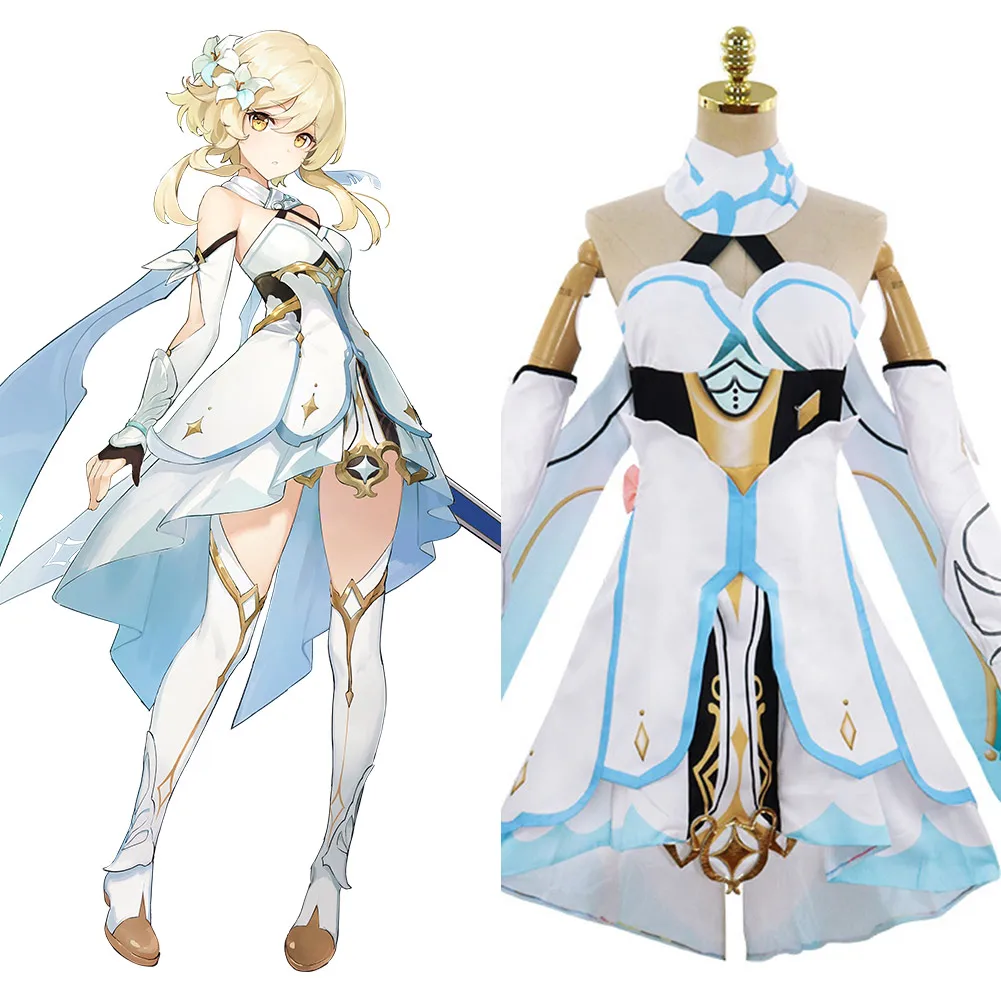 

Genshin Impact Lumine Cosplay Costume Outfit Halloween Carnival Suit