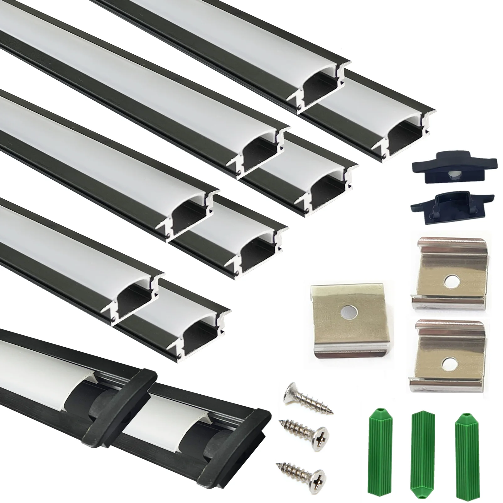 LED Strip Black Track Channel Diffuser 10-Pack 3.28FT ,23.5X