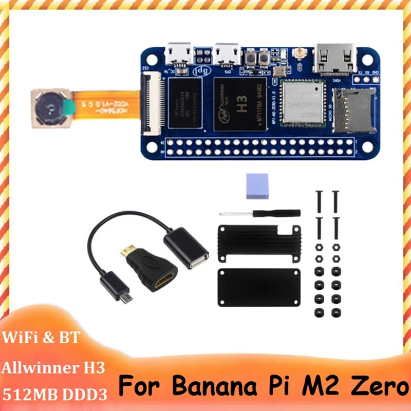 

For Banana Pi M2 Zero Quard-Core Alliwnner H3 512MB Development Board OV5640 Camera+Aluminum Case+USB Cable (Not Welded)