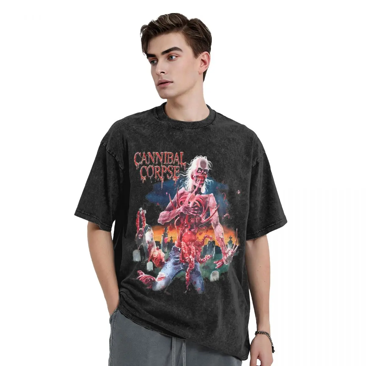 Моющиеся футболки Cannibal Dead Eaten Back To Life модная футболка Harajuku уличная одежда летние