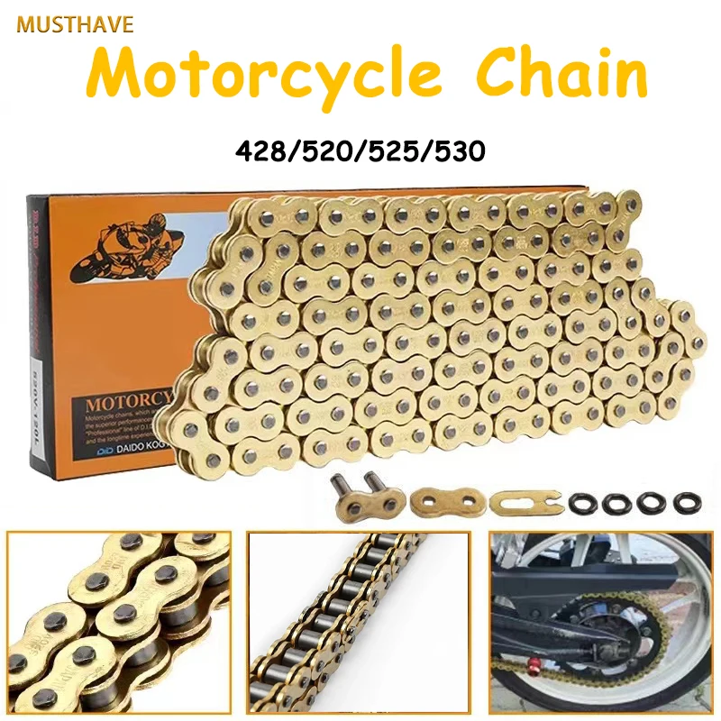 

Universal Motorcycle Chain Oil Seal Chain DID O-Ring 520 525 530 428 Chains 120 136 Links for ATV Quad MX Enduro Motard Racing