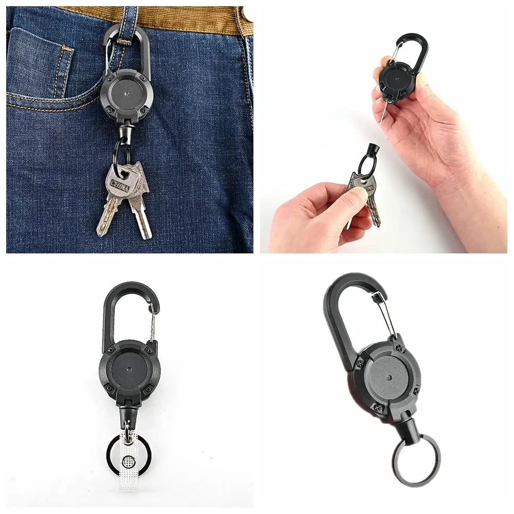 

Wire Rope Telescopic High Rebound Retractable Anti Loss Keychain Key Chains Easy To Pull Buckle