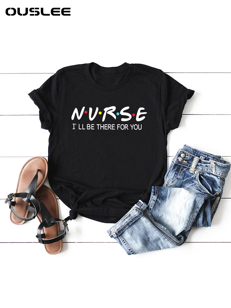 

Футболка женская летняя в стиле Харадзюку, топ с графическим принтом медсестры и я буду рядом с вами