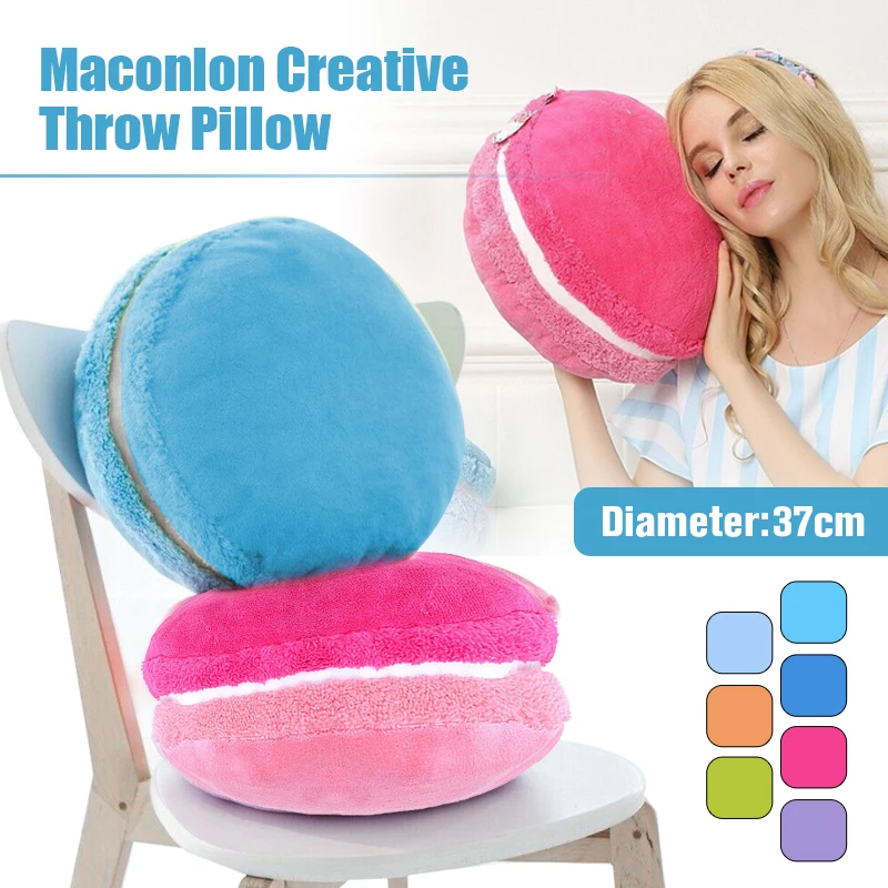 

37x37cm Pink/Blue Macaron Shape Plush Cushion Round Cake Decorative Throw Pillow Sofa Home Wedding Cushion Xmas Birthday Gift