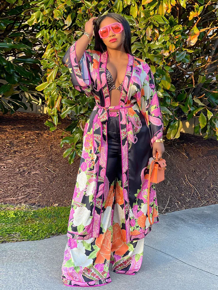 

Hovanch женские брюки с винтажным принтом и высокой талией и широкими штанинами, комплект из 2 предметов, лето 2023, элегантная уличная одежда