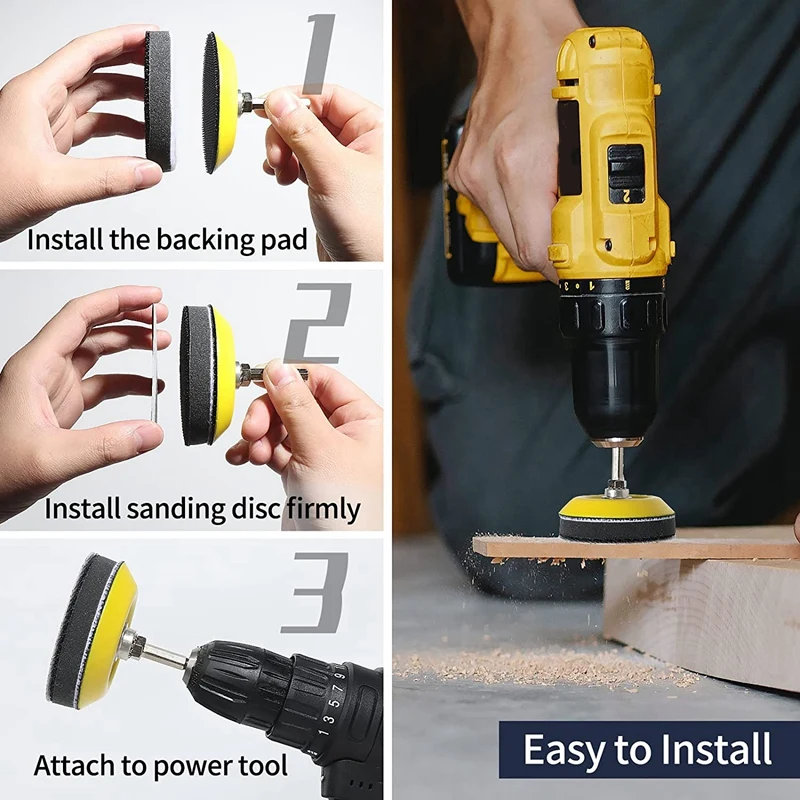 120 шт. 3-дюймовые шлифовальные диски с 2 и 3-дюймовыми подкладками шлифовальной