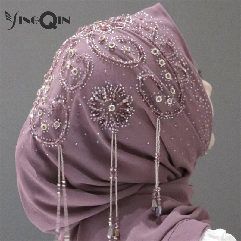 Muslim Women Shawl Headscarf Freeshipping Lace Summer Malaysia Chiffon Scarf  Hat Prayer Kufi Islam Saudi Arabia Headwraps