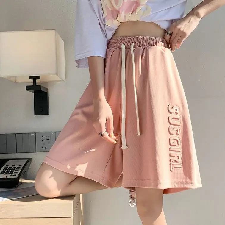 Korean Letter Print Fashion Shorts Women High Waist Preppy Style Sweatpants Shorts Harajuku Casual All Match Summer Shorts 2023