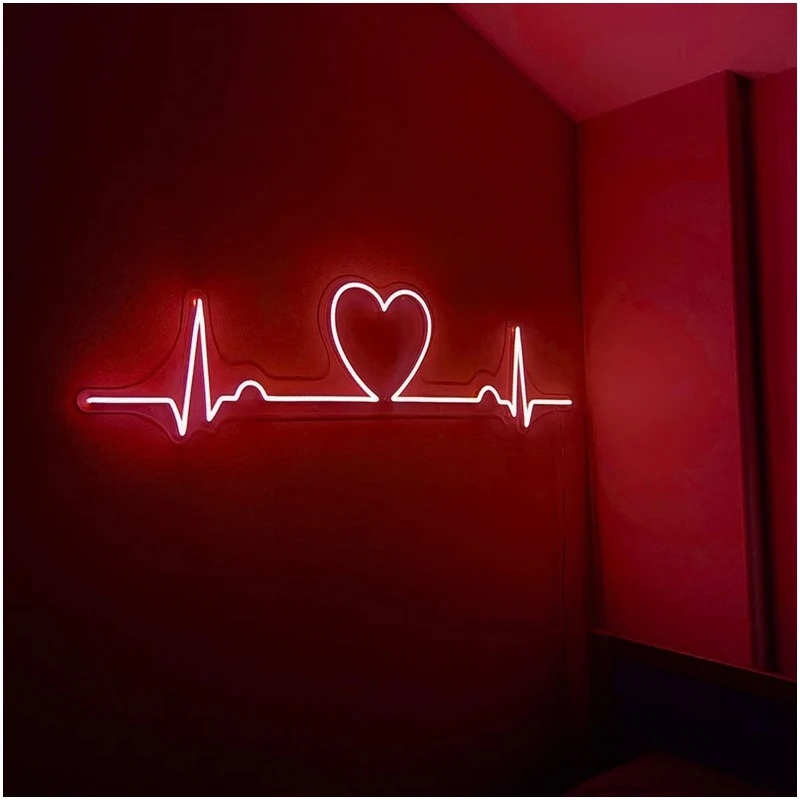 Heartbeat Neon, Heart Jump Neon Sign Led Neon Light for Room Decor Hospital Operating Room Decoration
