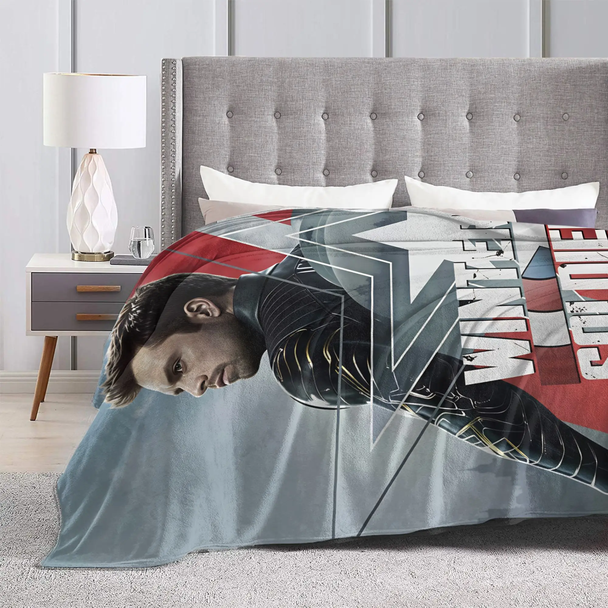 Фото Одеяло Bucky Barnes Winter Soldier, декоративное фланелевое одеяло для дивана, кресла, теплое, на заказ, качественное, для самостоятельного изготовления, покрывало, подарок №3